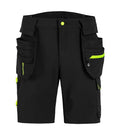 HÅNDVERKSSHORTS STRETCH CONTRAST 147-0 SORT/GUL