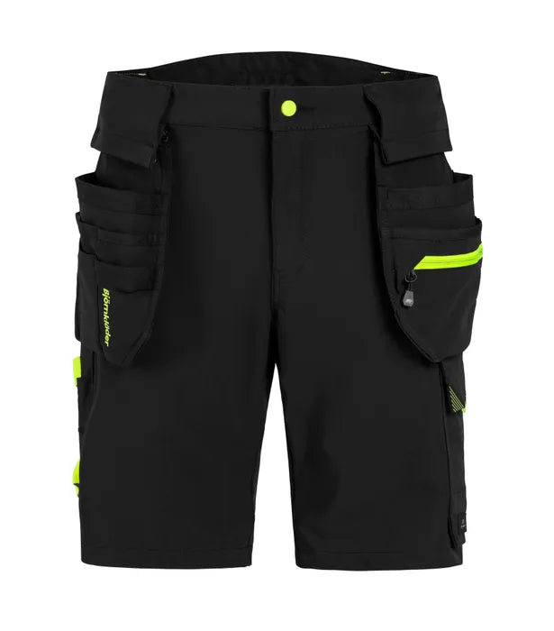 HÅNDVERKSSHORTS STRETCH CONTRAST 147-0 SORT/GUL