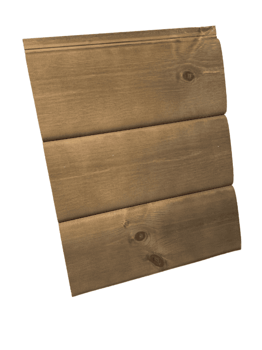 21X145 Skjult Tømmerpanel Furu Natur Beiset Jotun 9049 Valnøtt